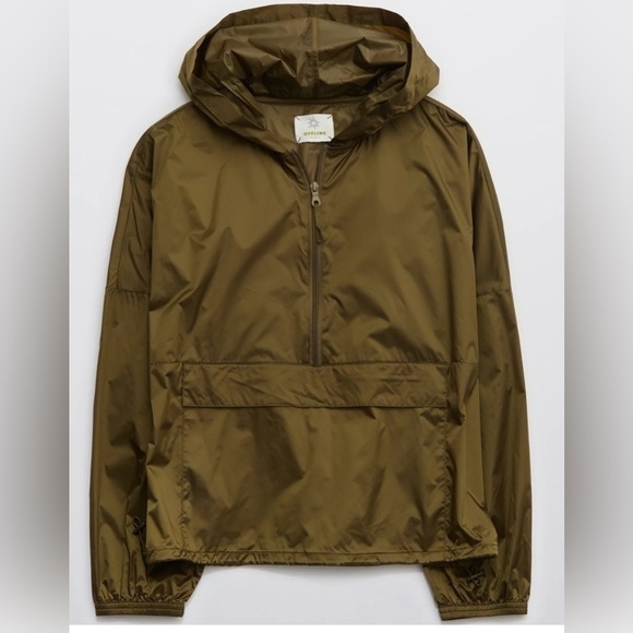 Aerie OFFLINE Shine Windbreaker, Olive Green size M - Picture 3 of 7